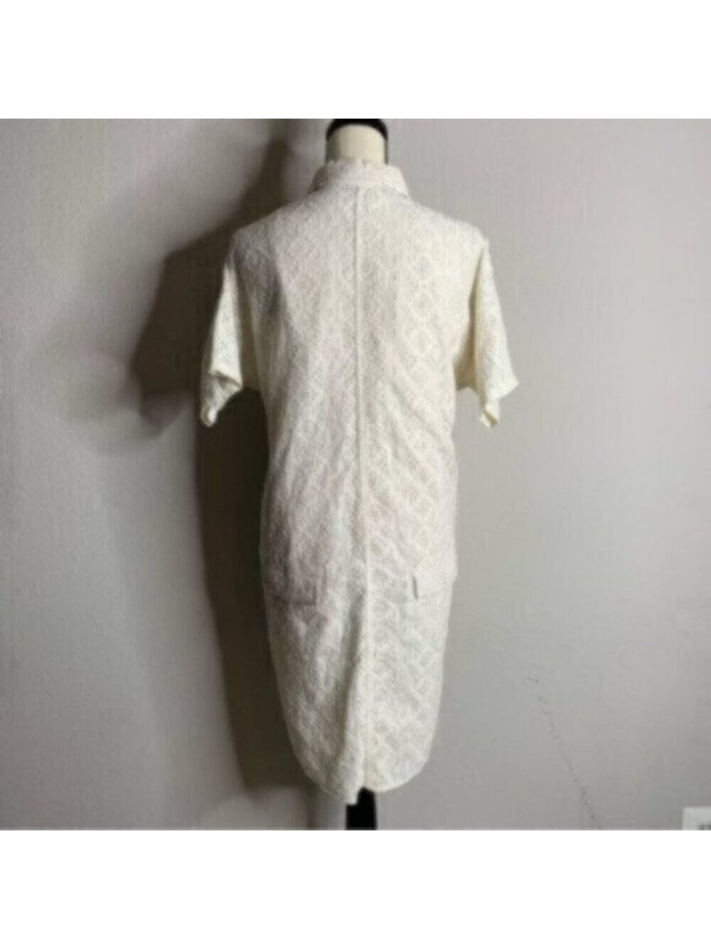 Current Elliott Oversized Smock Eyelet Lace Shirt Dress - Picture 8 of 12